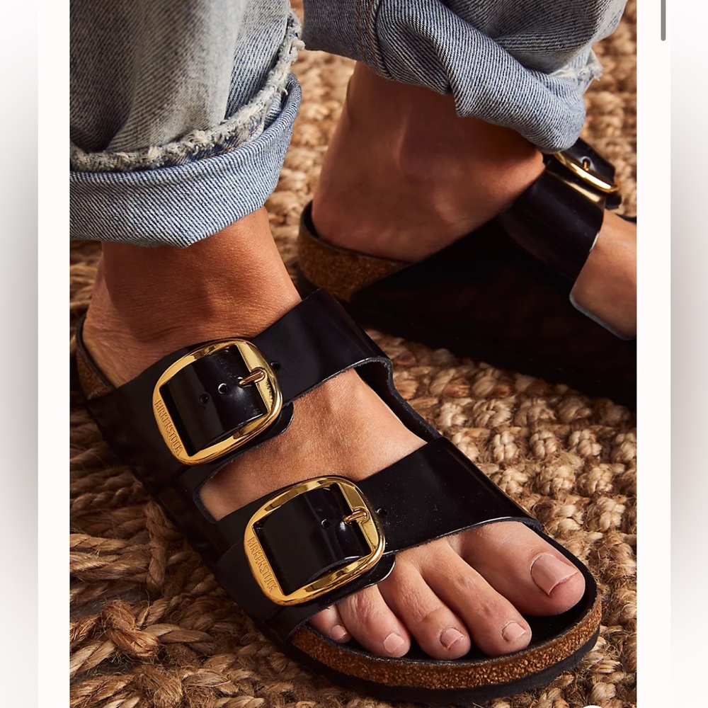 Birkenstock Women's Arizona Big Buckle High Shine Black Leather 38 US 7-7.5
